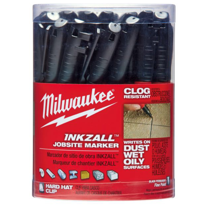 Milwaukee® 48-22-3100 Fine Line Permanent Industrial Marker, Acrylic, Black