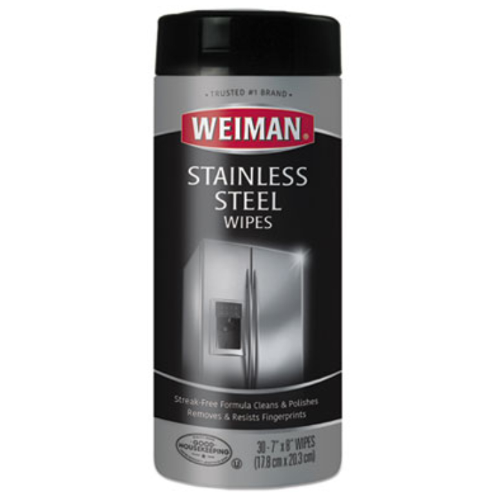 Weiman Stainless Steel cleaning Wipes – 7 inch x 8 inch, 30 per canister